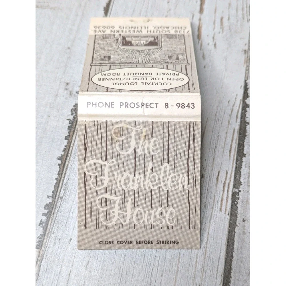 Vintage Matchbook Cover The Franklin House Cocktail‎ Lounge Restaurant Chicago